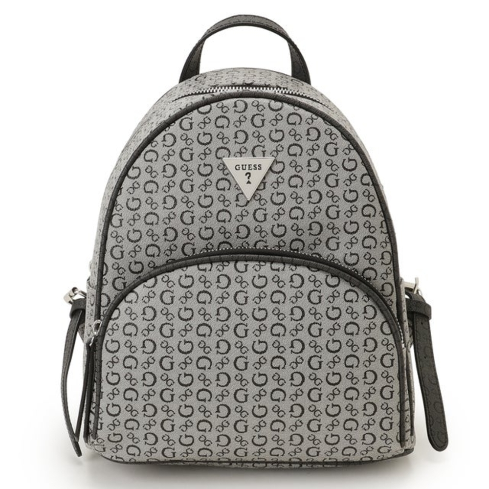 GUESS Signature Monogram Mini Backpack in Grey/Black